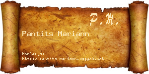 Pantits Mariann névjegykártya